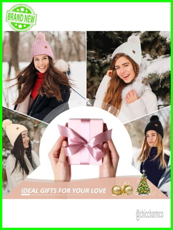 Winter Beanie Hat Scarf Gloves Set Knit Pom Pom Touchscreen Gloves 3in1 main image 5